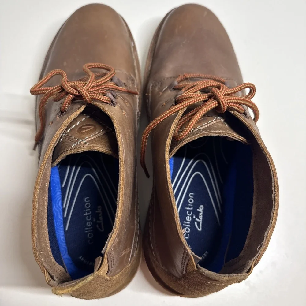 Clarks Mid Chukka Boots Eastford Brown Leather Extreme Comfort 15522 Sz 9,5 M