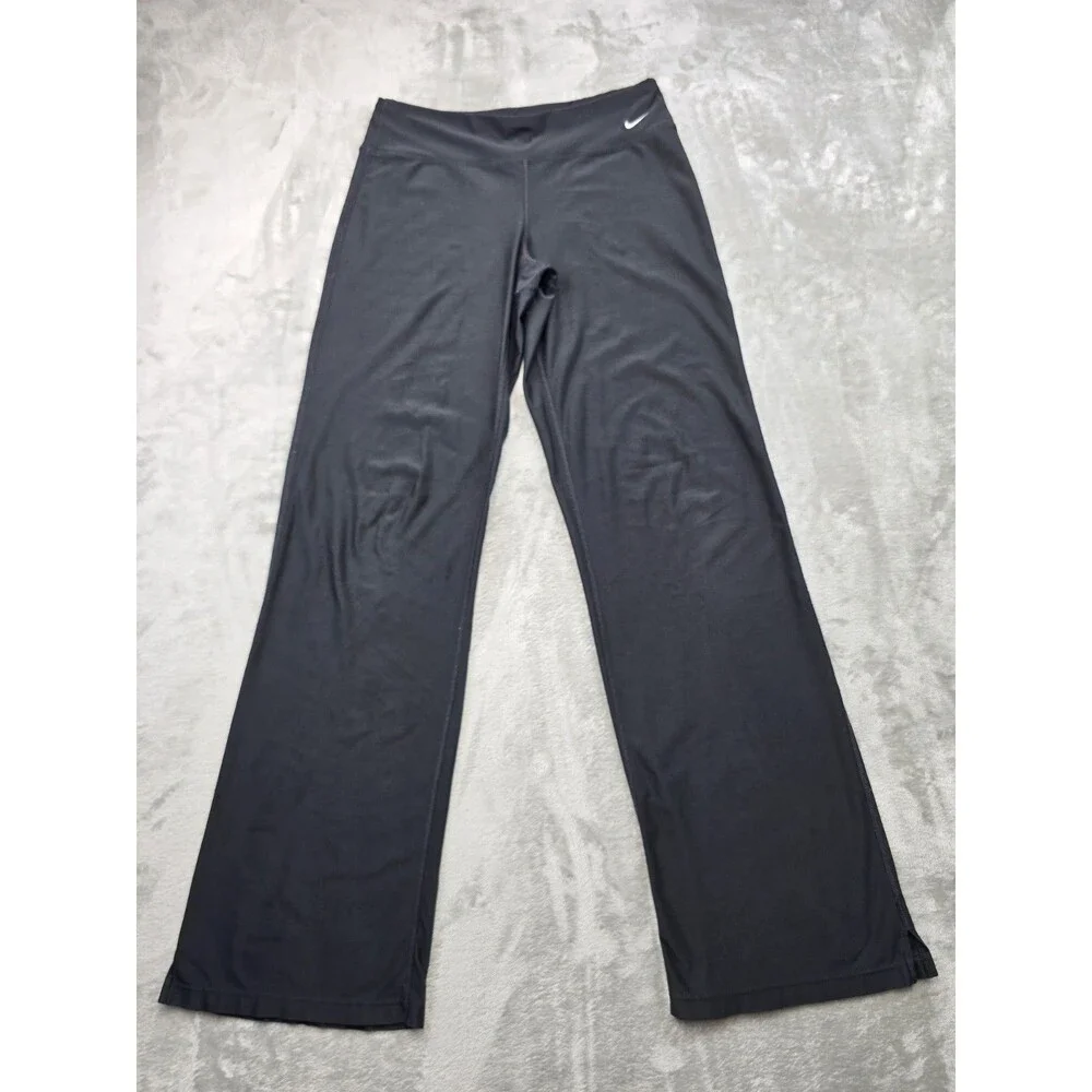 Nike Fit Dry Women Black Wide Leg Yoga Pants Athletic Training Sweats Size Small