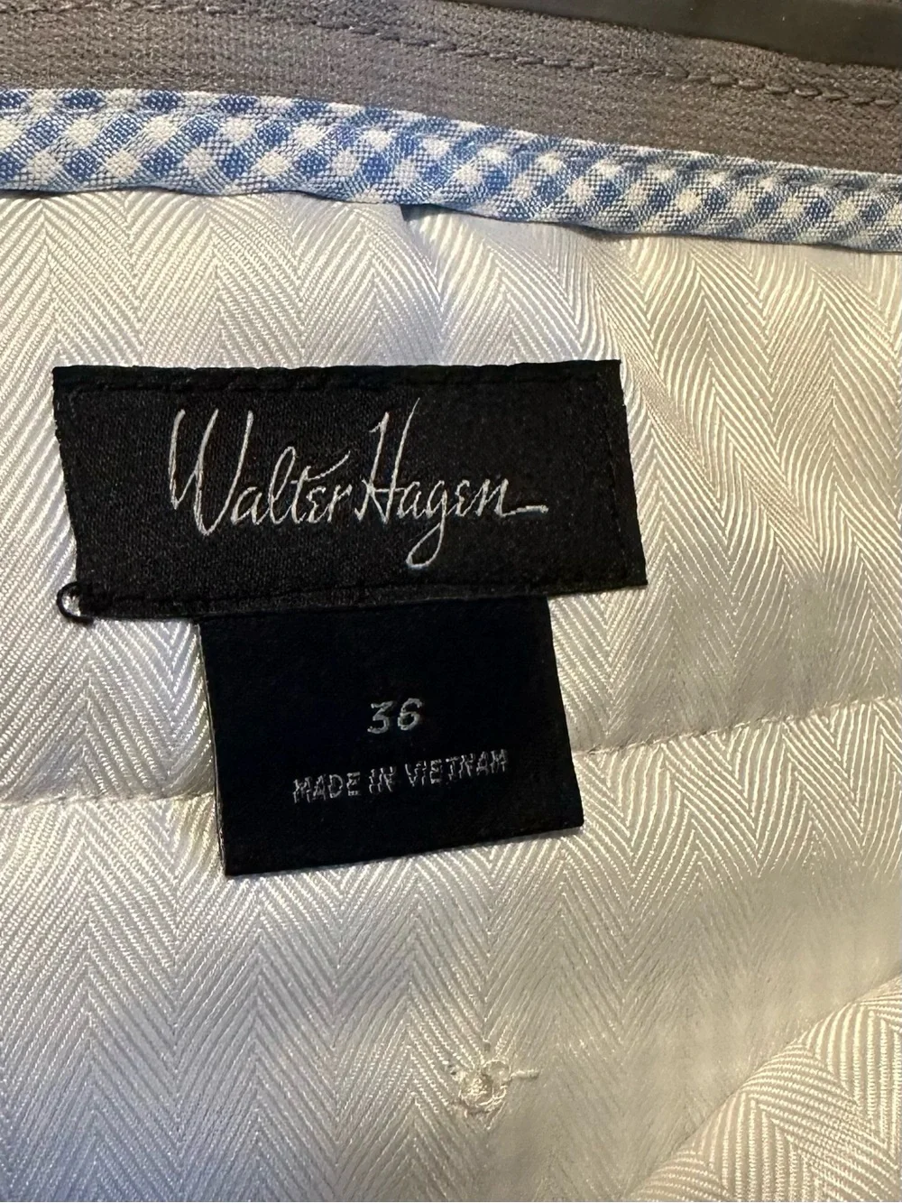 Walter Hagen Perfect 11 Light Blue Gingham Flat Front Golf Shorts 36