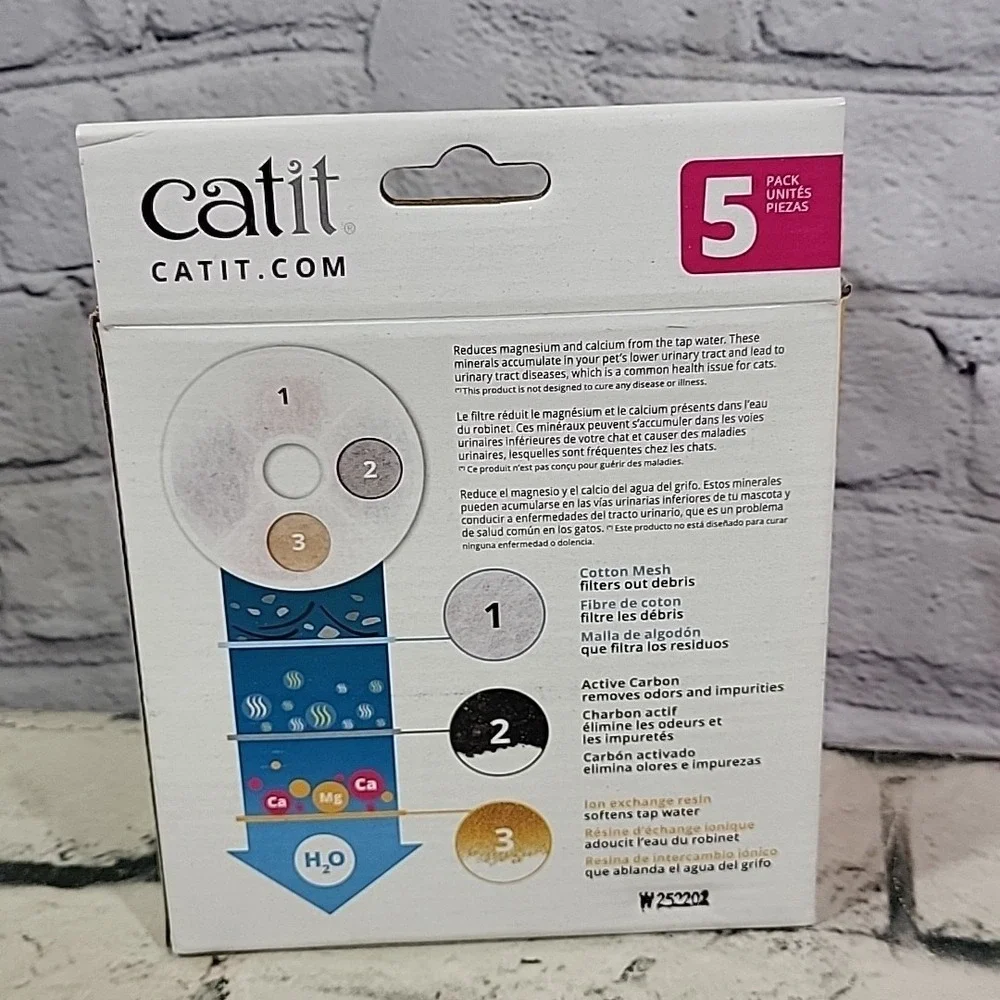 Catit Senses Flower Fountain Triple Action Drinking Water 5 Filters Value‎ Pack