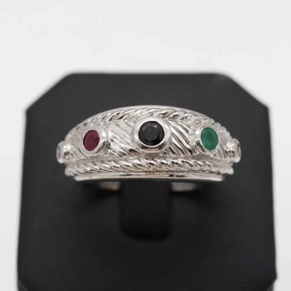 Judith Ripka sterling silver multi stone ring