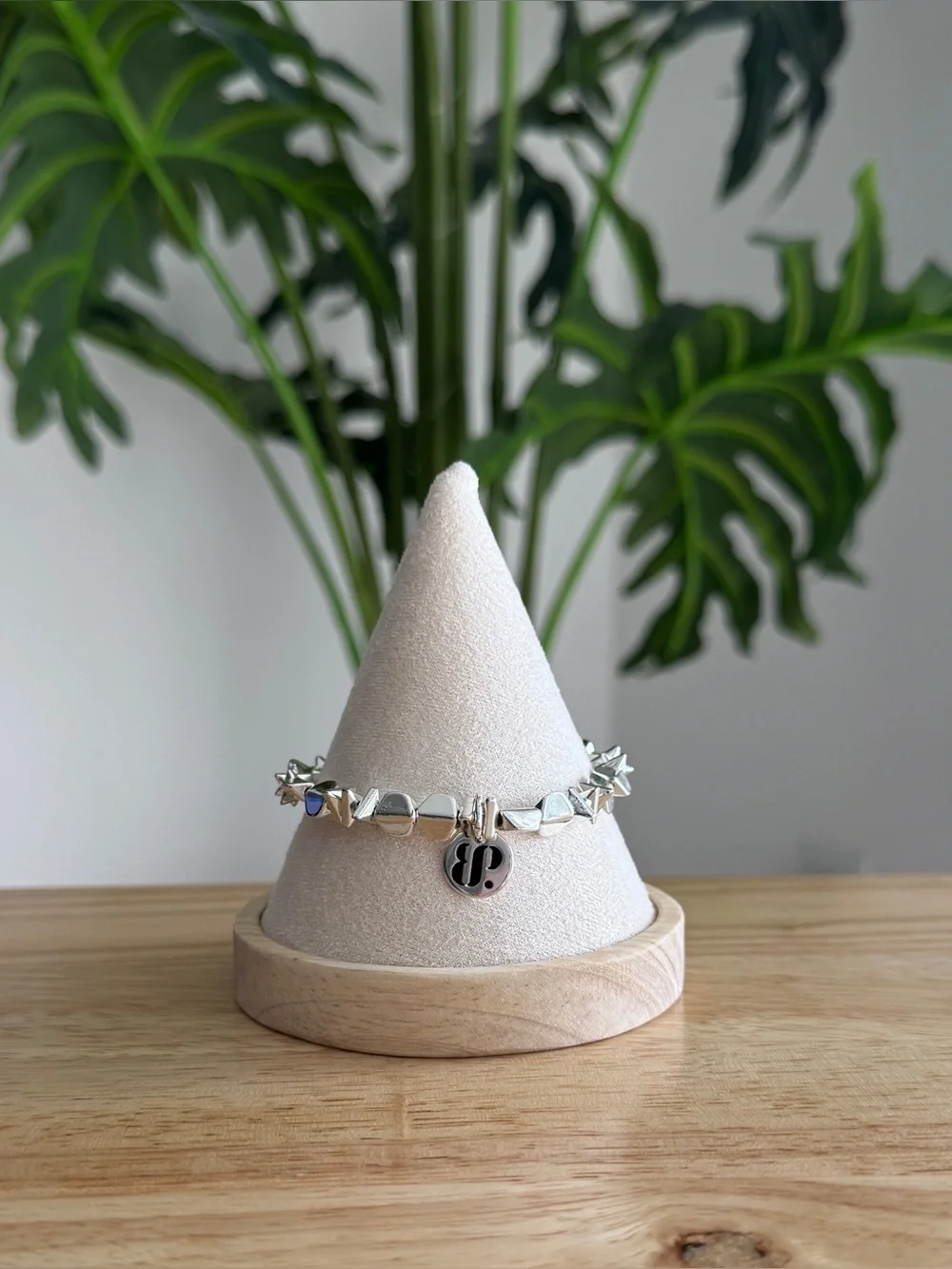 Silver Geometric Stretch Bracelet w/BP Charm | Bomb Party