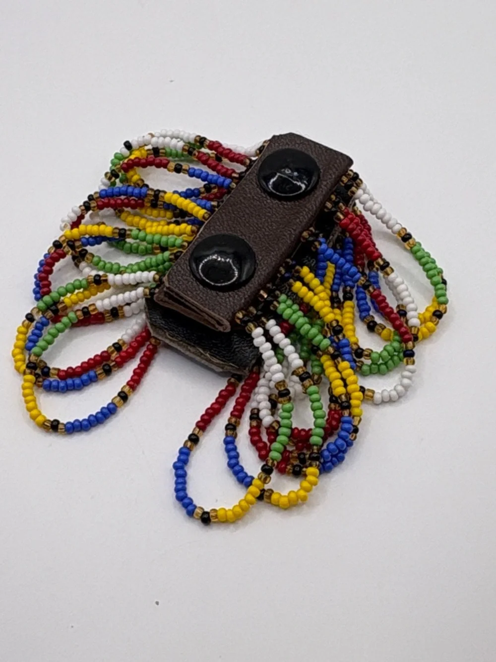 African Beaded Maasai Bracelet Multi-Color Snap Closure 7.5