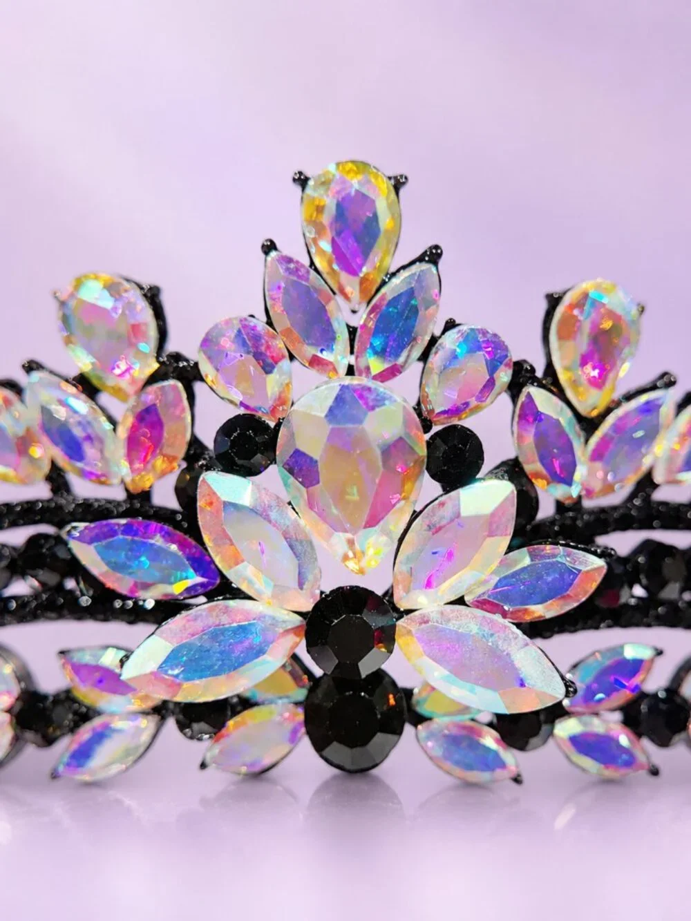 black AB tiara, Princess tiara, Halloween costume crown, Flower Girl Headband