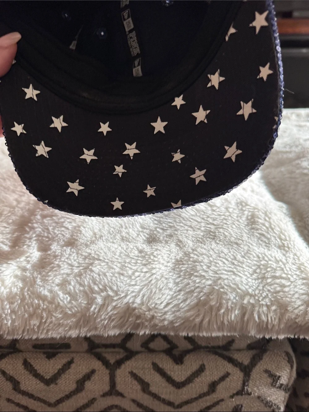 PINK Victoria's Secret Navy Sequin Cleveland Indians Baseball Cap with Red C