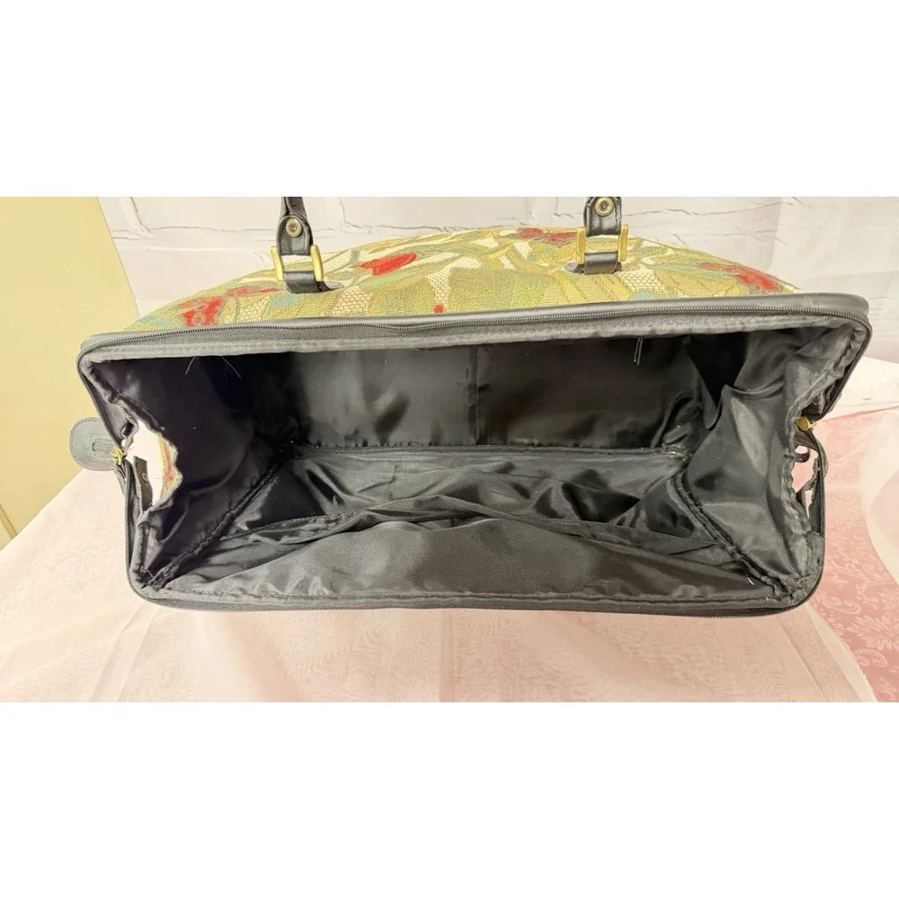 Vintage Bueno Butterfly Fabric Tapestry Weekender Duffle Bag Tote Large Travel