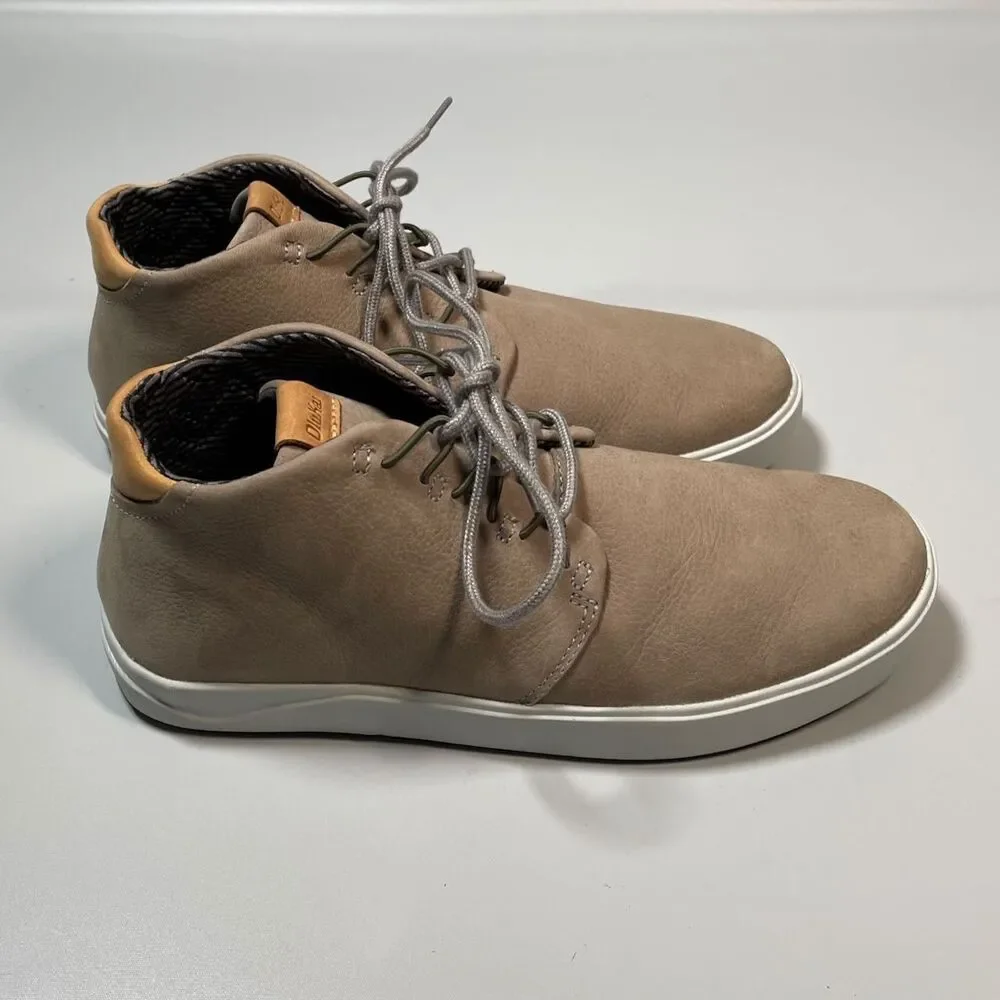 Olukai Nana Hele Wai‘apo Chukka Boots Beige Sneakers Sheep Fur Men’s Size 9