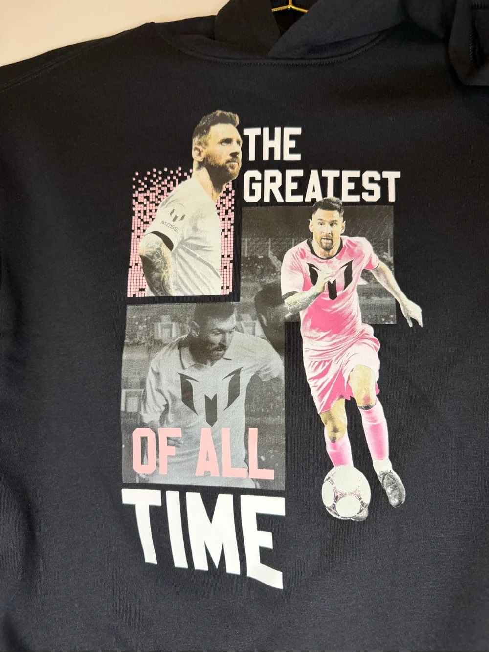 Black 'The Greatest Of All Time' Messi Graphic Hoodie
