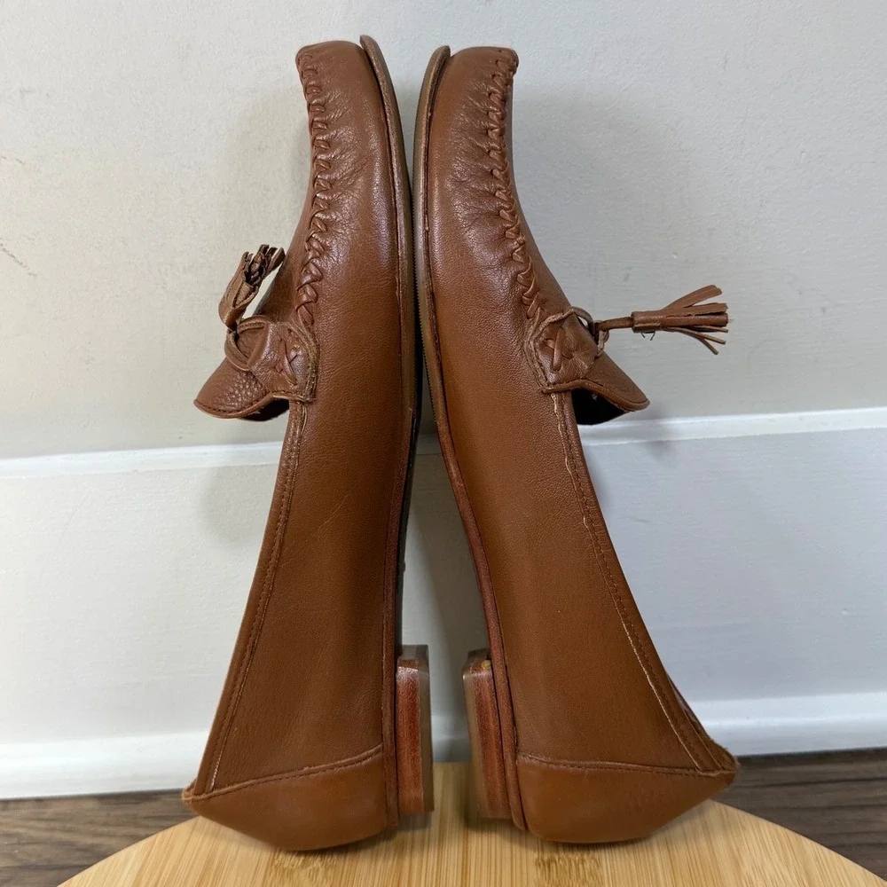Good Cole Haan Loafers Womens 10 Brown Good Tassel Pebbled Leather Flats