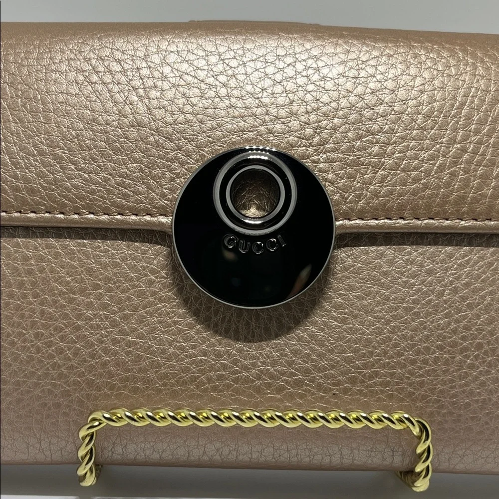 Gucci Champagne Gold Leather Eclipse Long Wallet