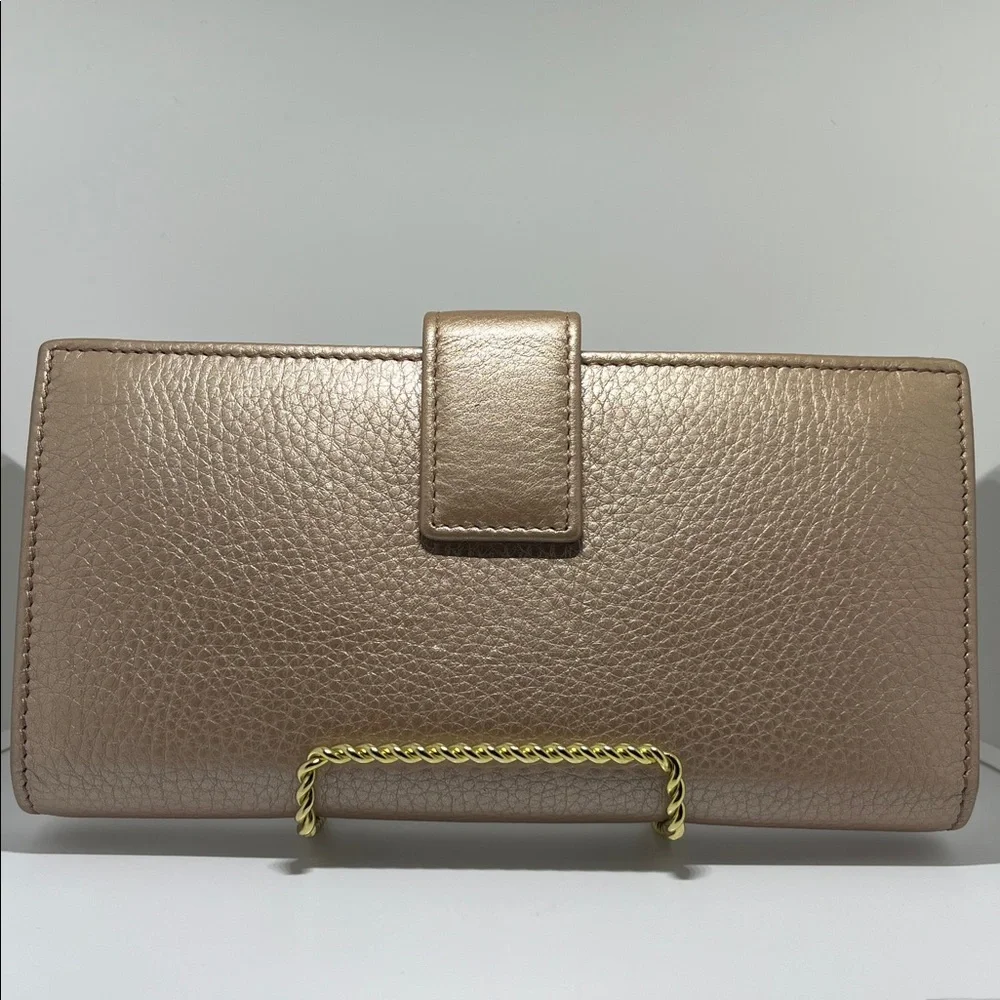 Gucci Champagne Gold Leather Eclipse Long Wallet