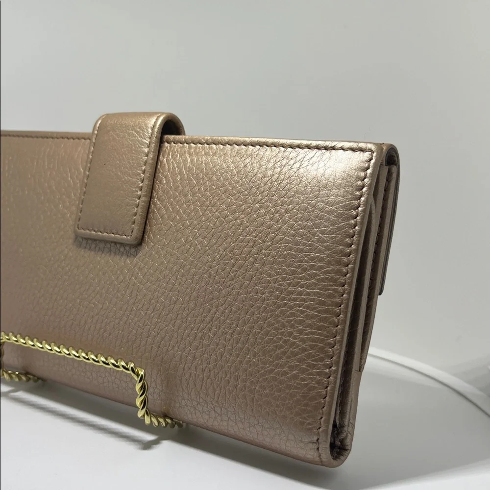 Gucci Champagne Gold Leather Eclipse Long Wallet