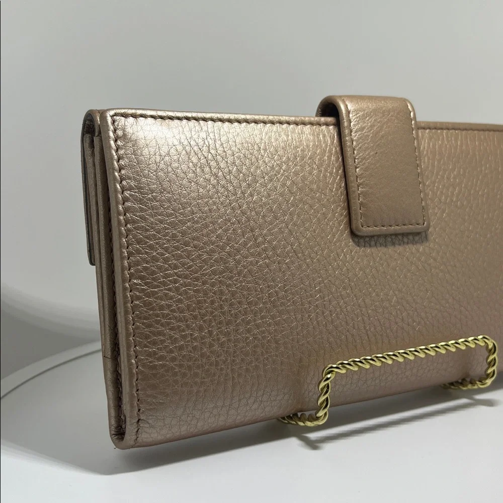 Gucci Champagne Gold Leather Eclipse Long Wallet