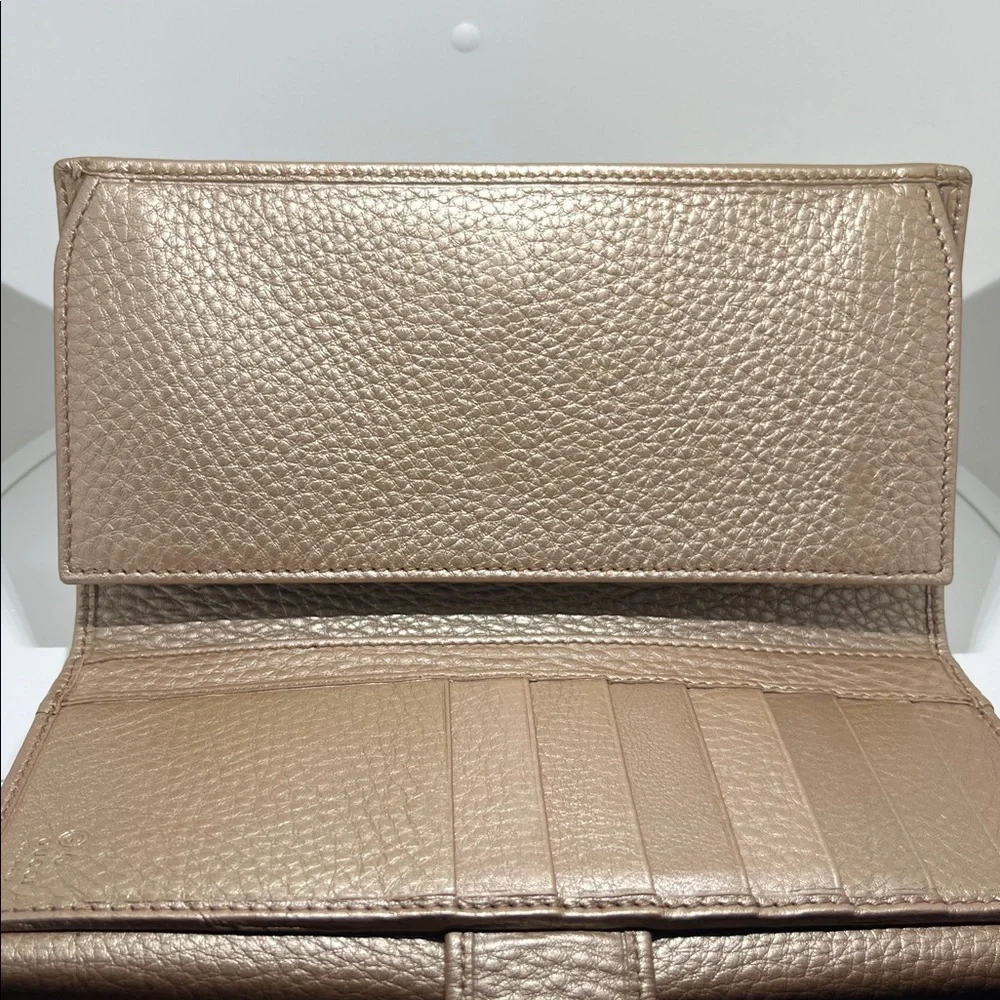 Gucci Champagne Gold Leather Eclipse Long Wallet