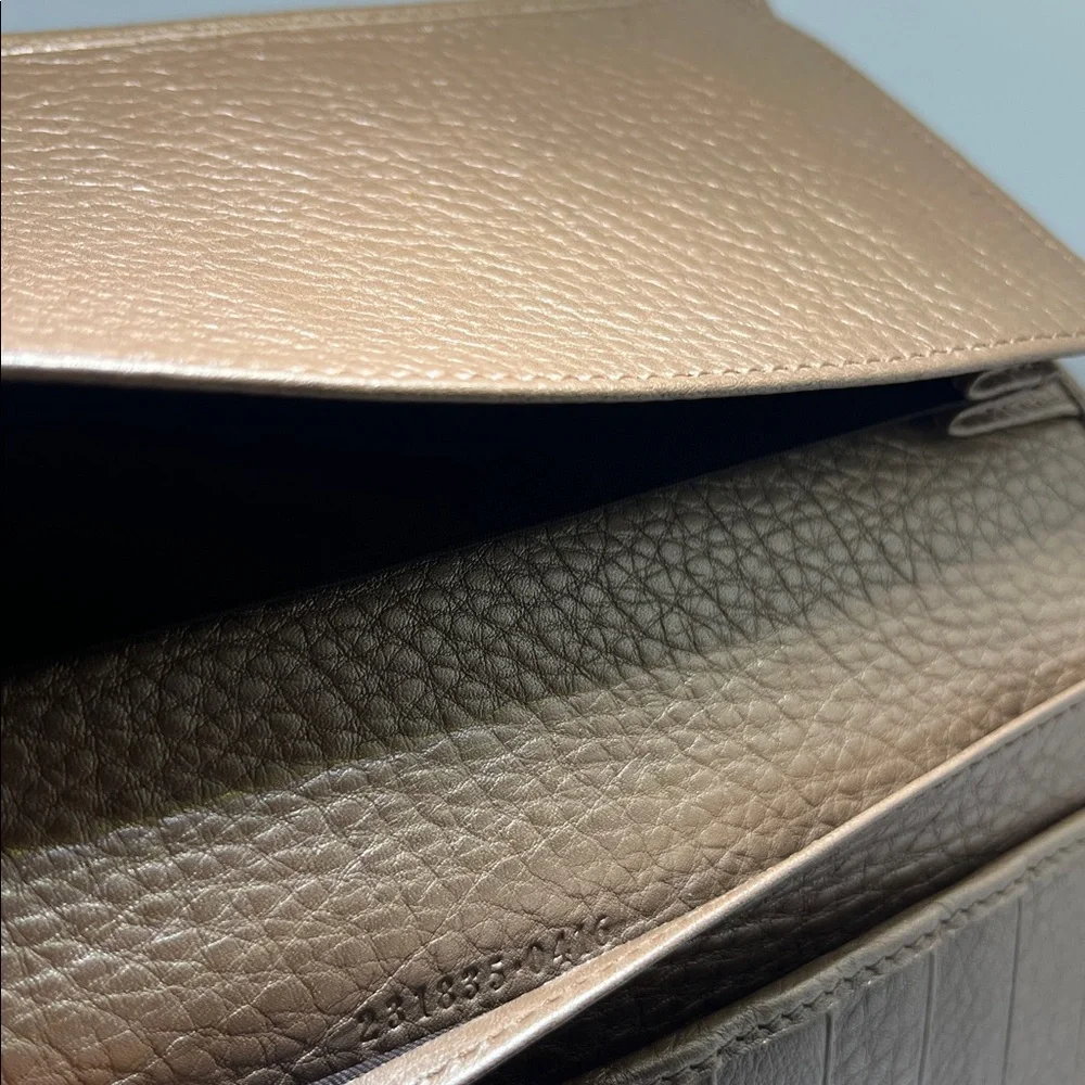 Gucci Champagne Gold Leather Eclipse Long Wallet