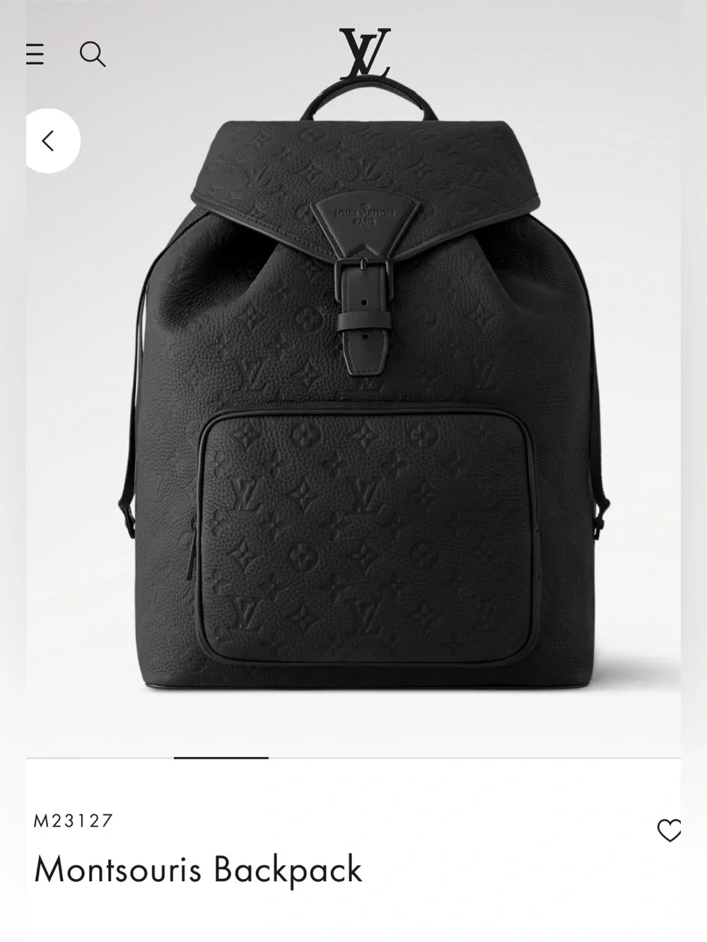 Luxury Designer Louis Vuitton M23127 Montsouris Backpack Black Monogram Leather