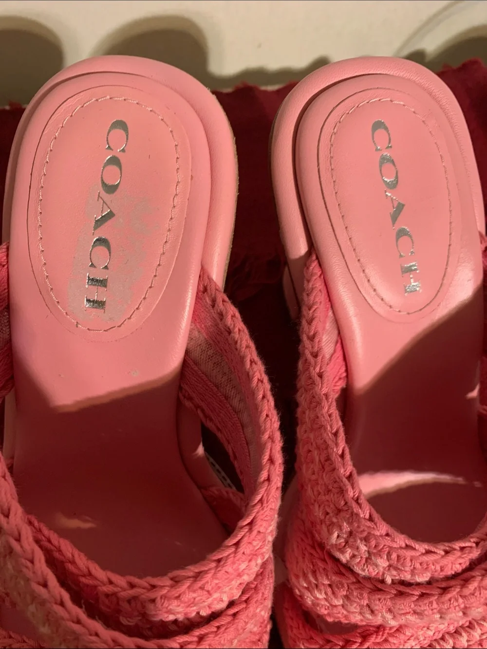 COACH Pink Crochet Slide Mules