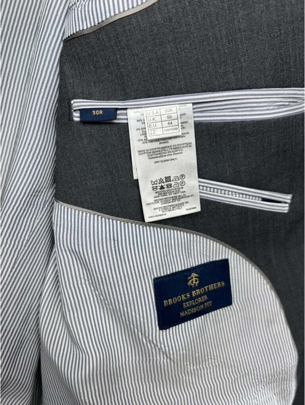 Brooks Brothers Explorer Madison Fit Blazer Suit Jacket 50R Gray Wool Stretch