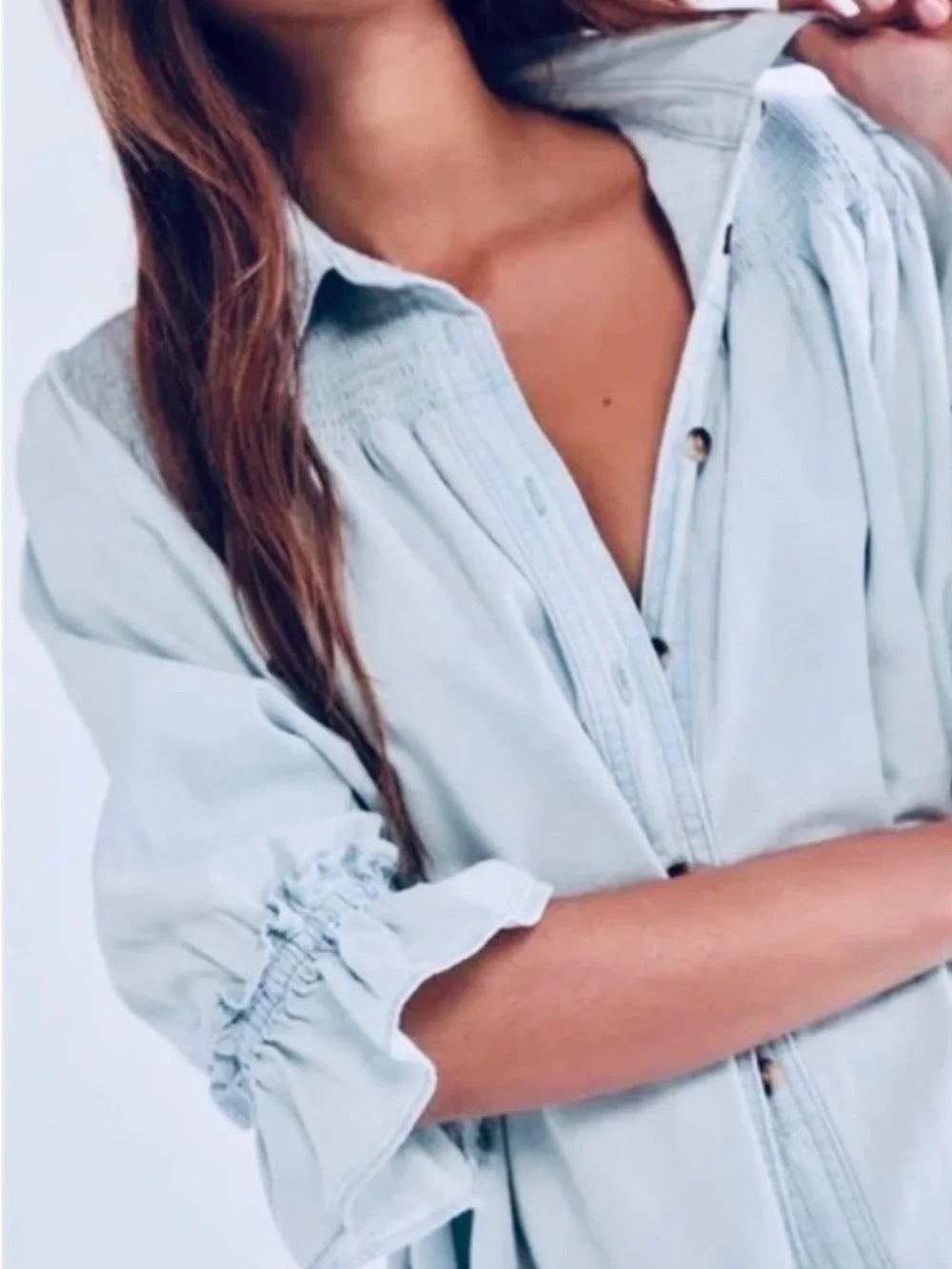 Free People smocked denim