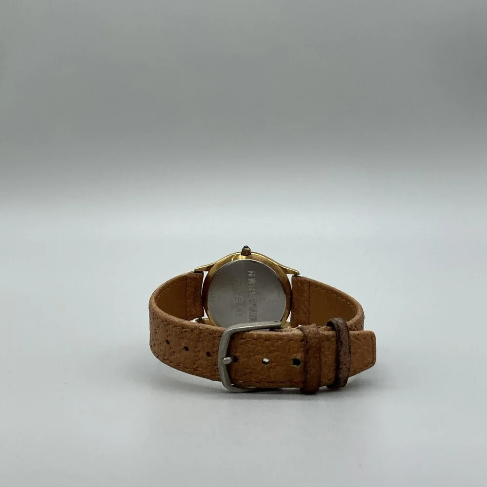 Vintage Versailles Womens Watch 31mm Gold Tone Leather Swiss Date New Battery