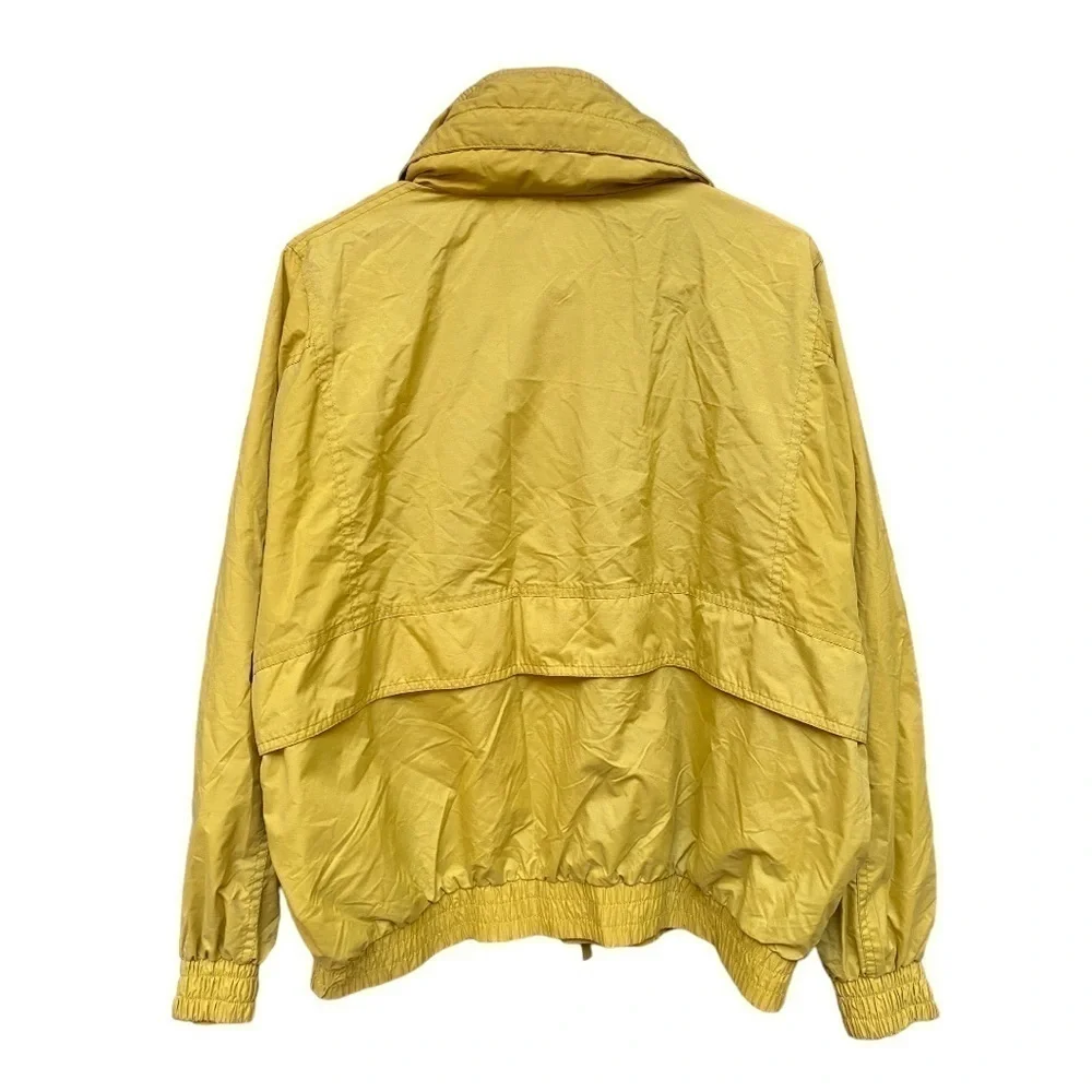 Vintage Eddie Bauer Yellow Raincoat with Blue Lined Collar