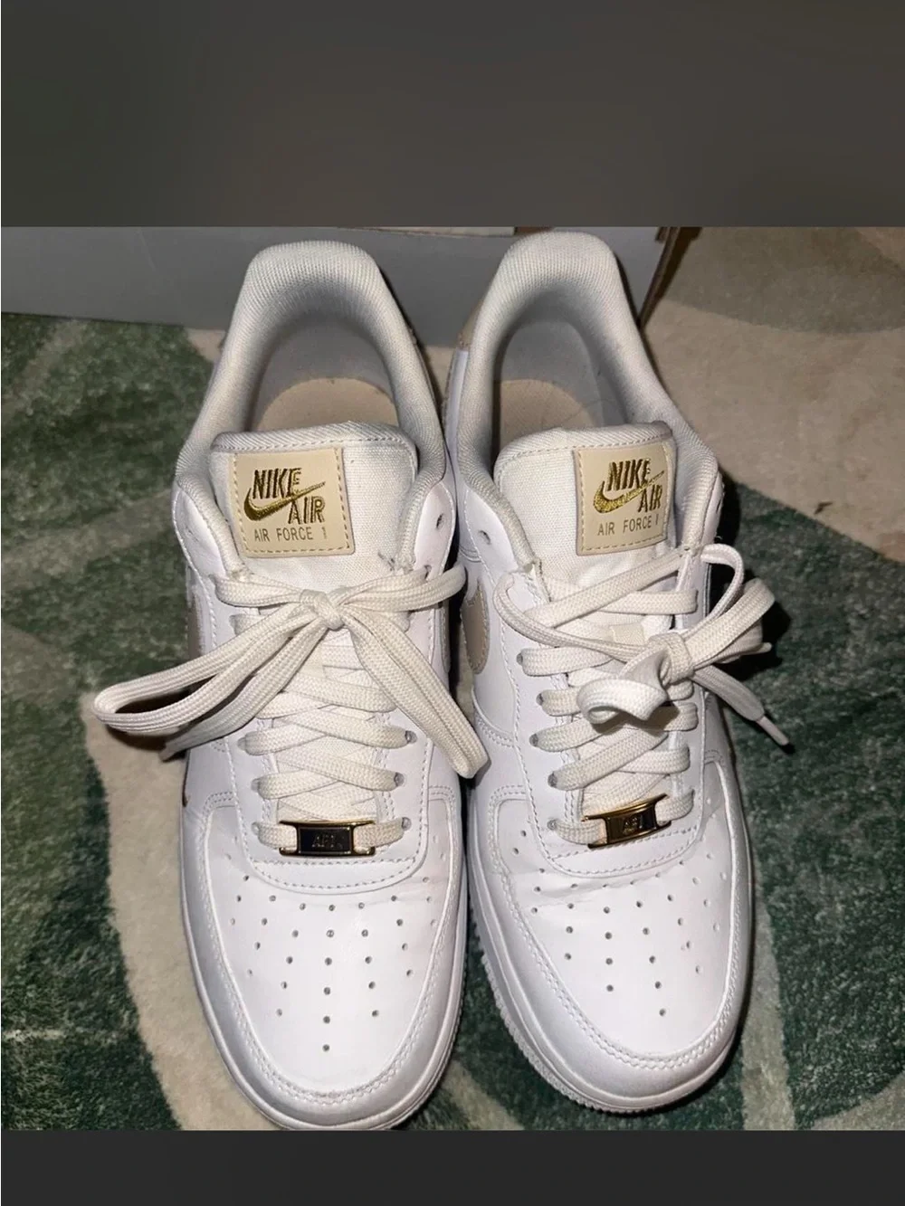 Nike White Air Force 1’s with Beige