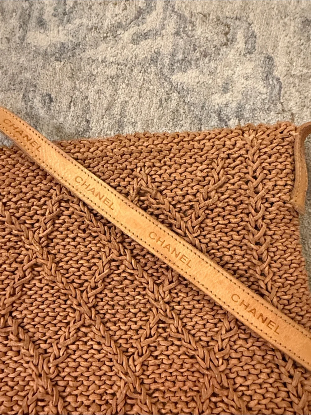 CHANEL Tan Leather Woven Crossbody Bag