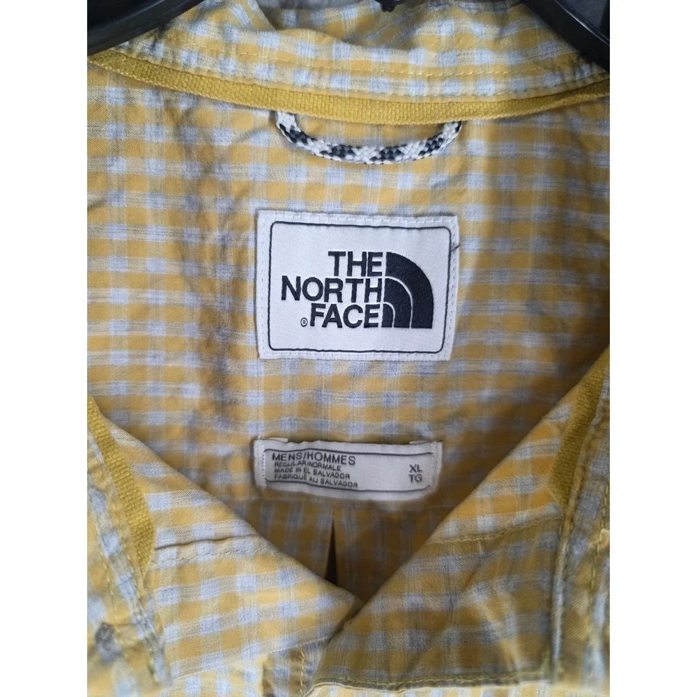 North Face Button Up Shirt Mens XL Blue Yellow Gingham Short Sleeves Bundle 2