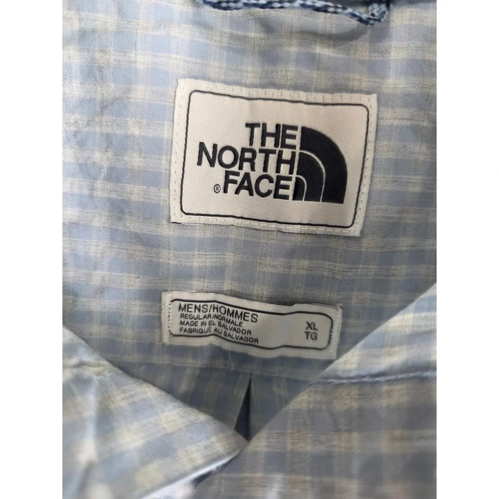 North Face Button Up Shirt Mens XL Blue Yellow Gingham Short Sleeves Bundle 2