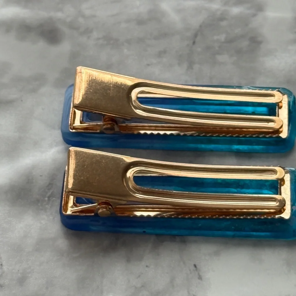 Blue Glitter Hair Clips