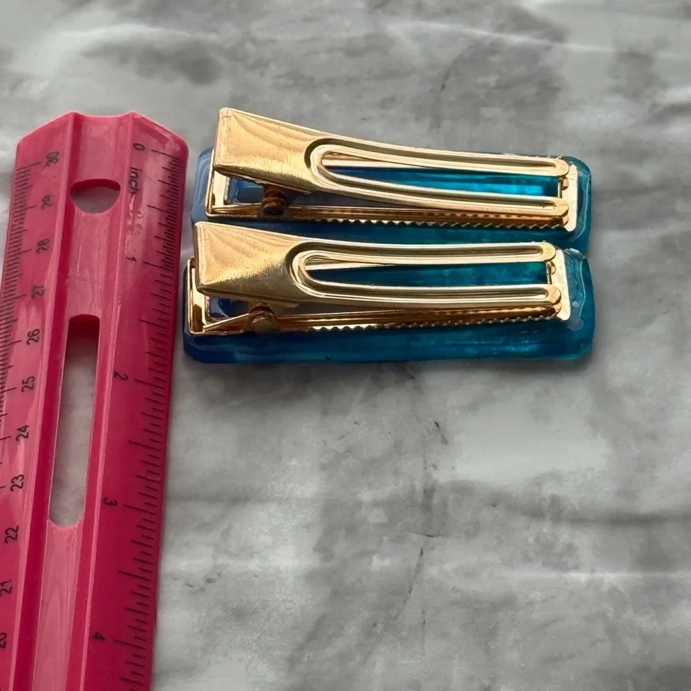 Blue Glitter Hair Clips
