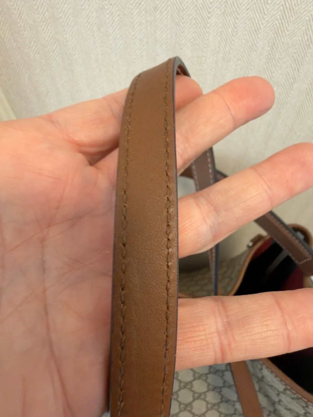 Gucci GG Emblem Medium Bucket Bag-Brown Trim. Can also be used as crossbody