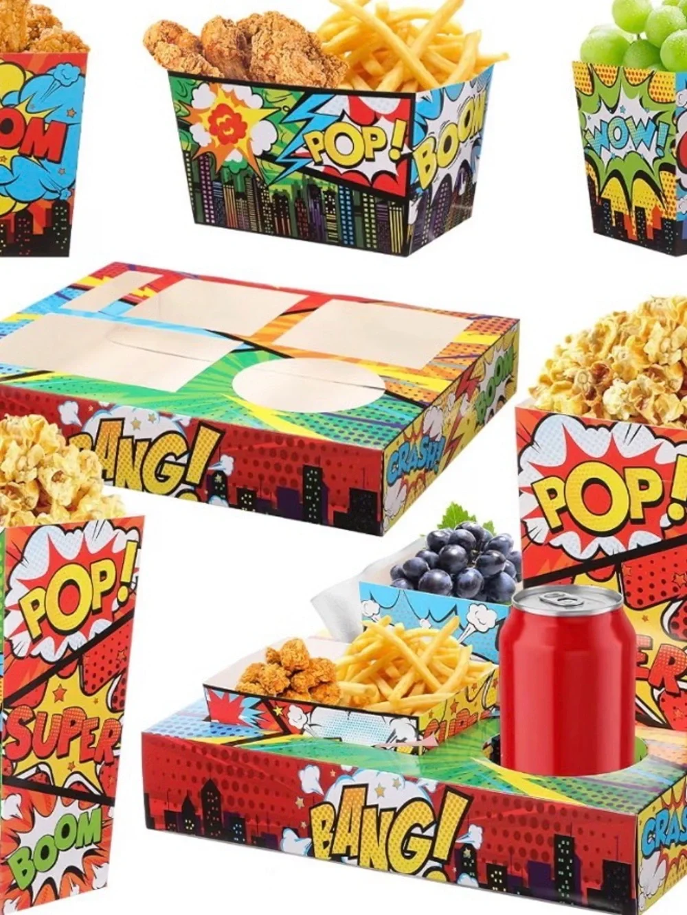 18 count Movie themed Party disposable Snack tray sets multicolor