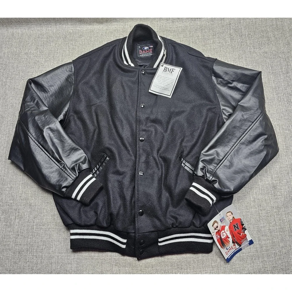 BMF Black Mafia Family Jacket Mens Medium Leather Wool Varsity Cast Crew