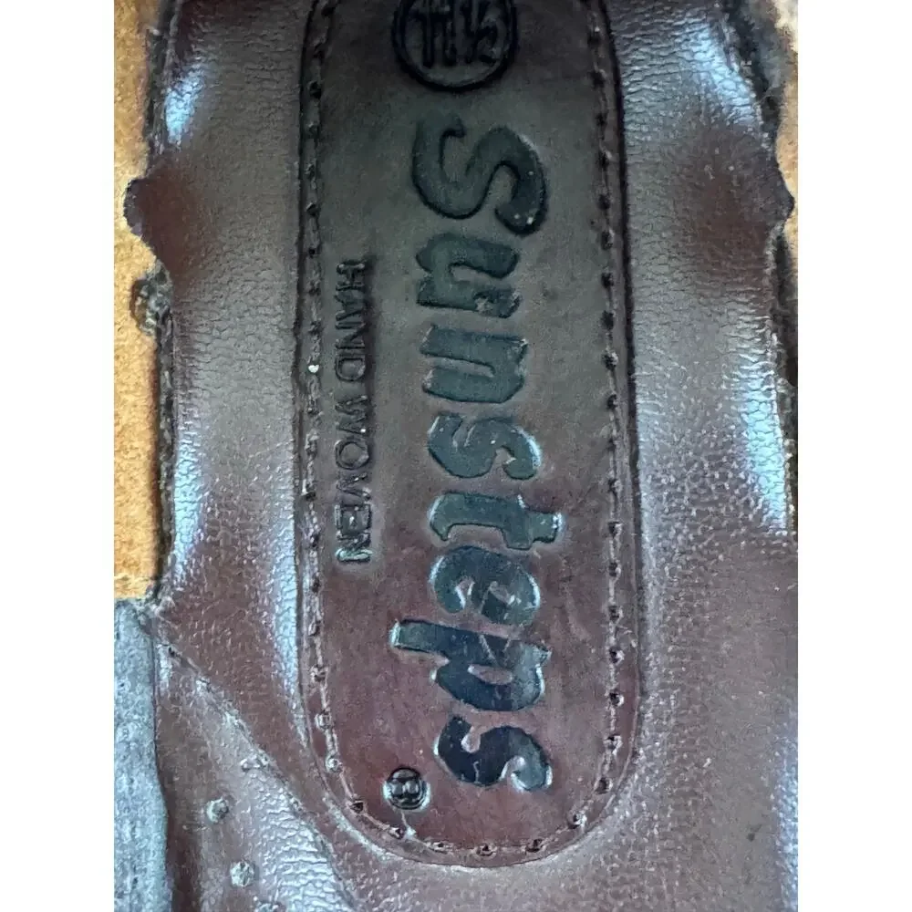 Sunsteps Hand-Woven Leather Loafers Shoes Men Sz 11.5 Brown Preppy Boho