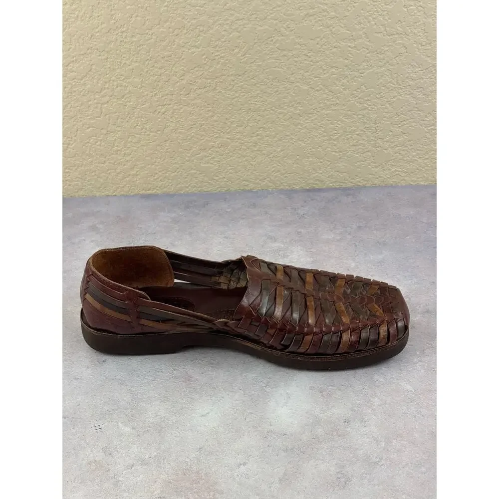 Sunsteps Hand-Woven Leather Loafers Shoes Men Sz 11.5 Brown Preppy Boho