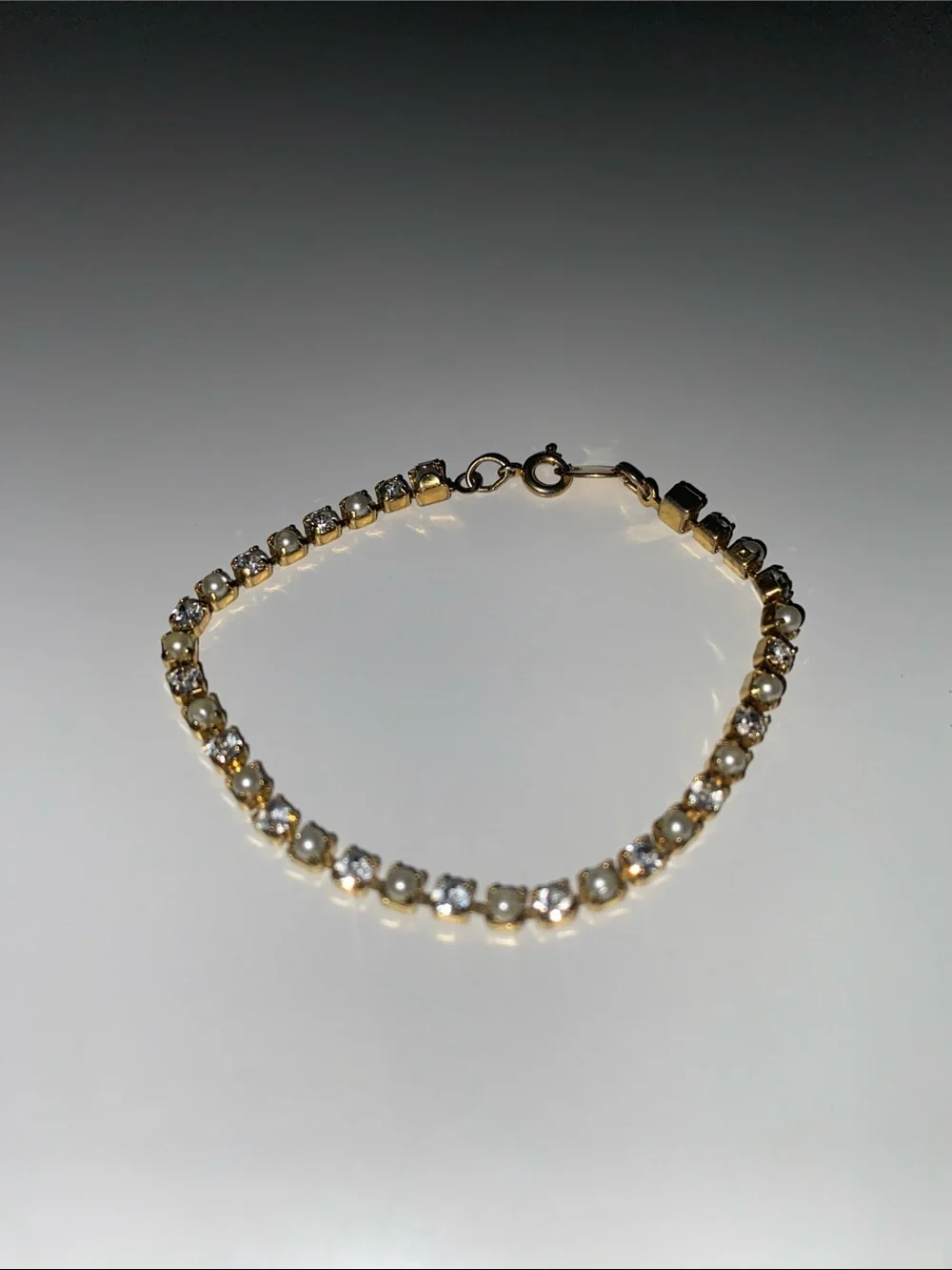 Avon Gold Tennis Bracelet Pearl Style Delicate