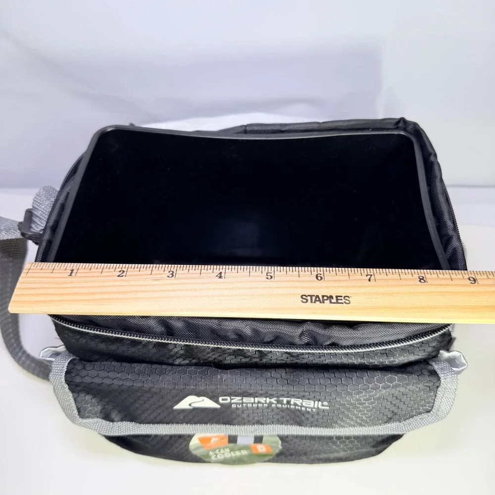 Ozark Trail 6-Can Cooler Bag Black Gray Hard Liner Insulated Lunch Box OT-6C-B