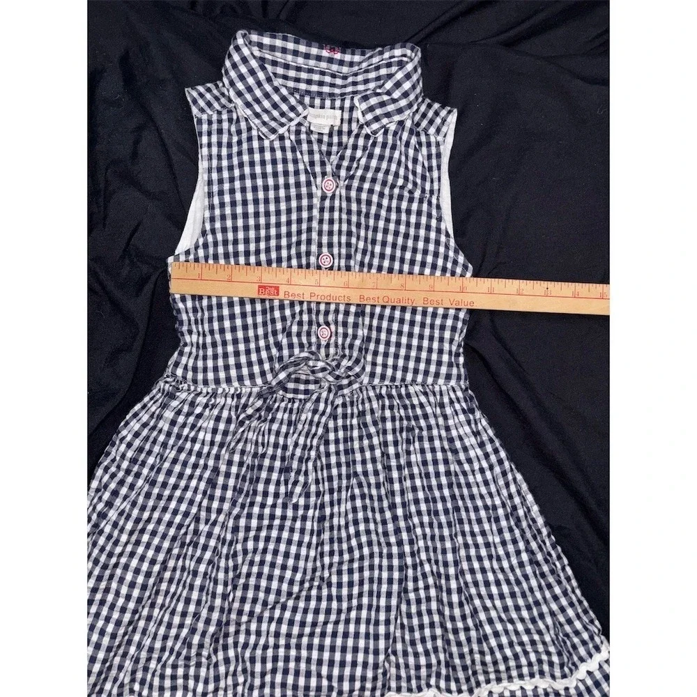 Pumpkin Patch Dress Girls Size 6 Blue Gingham Check Sleeveless Collared preppy