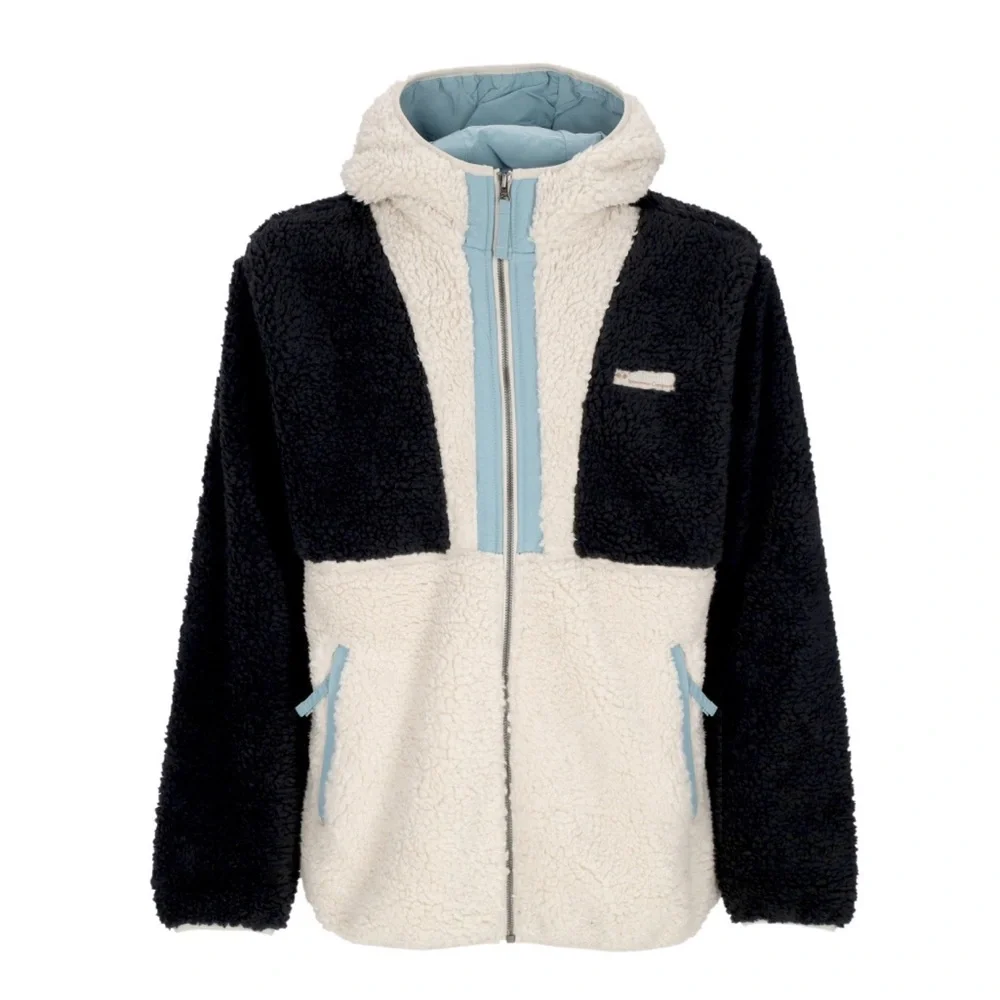 Columbia Backbowl Black and Cream Sherpa Jacket Coat Full Zip Light Blue - XXL