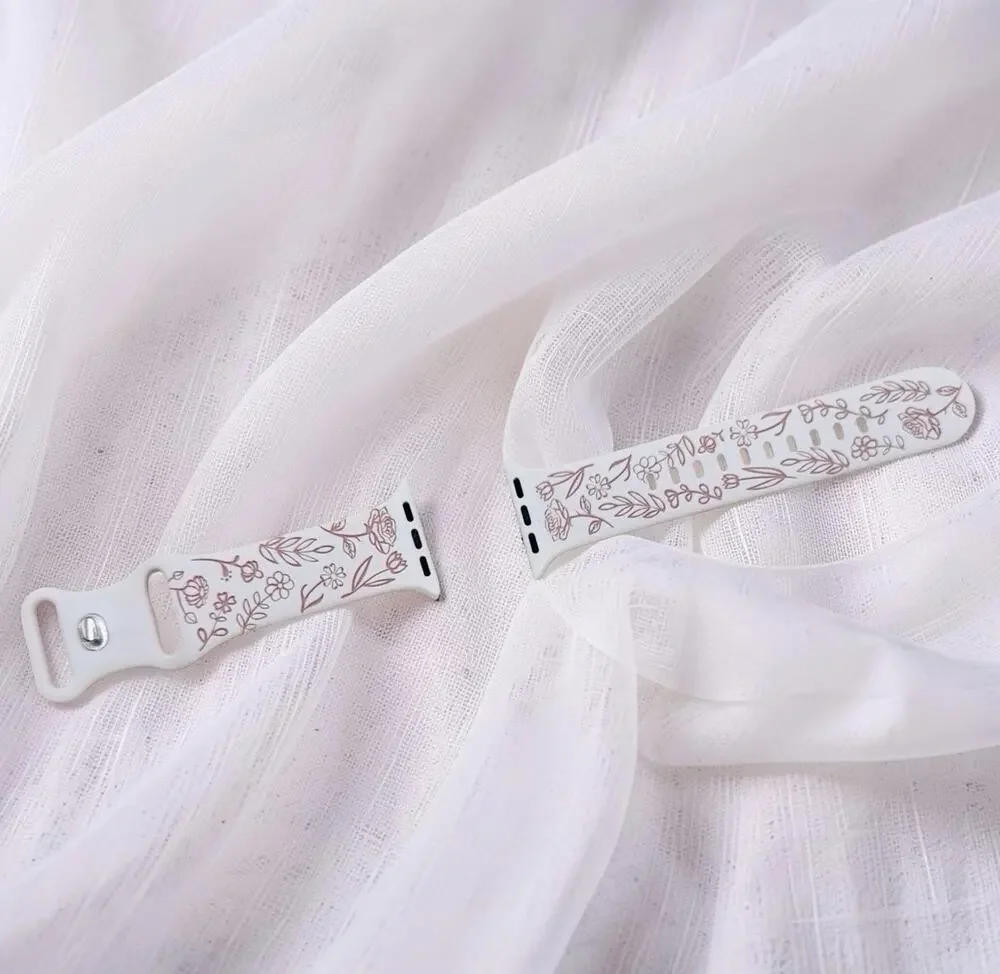 New Floral Design Apple Watch Bands 38mm 40mm 41mm in Pink White