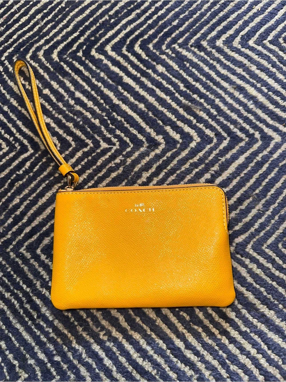 Coach Mustard Yellow Leather Wristlet with Detachable Strap