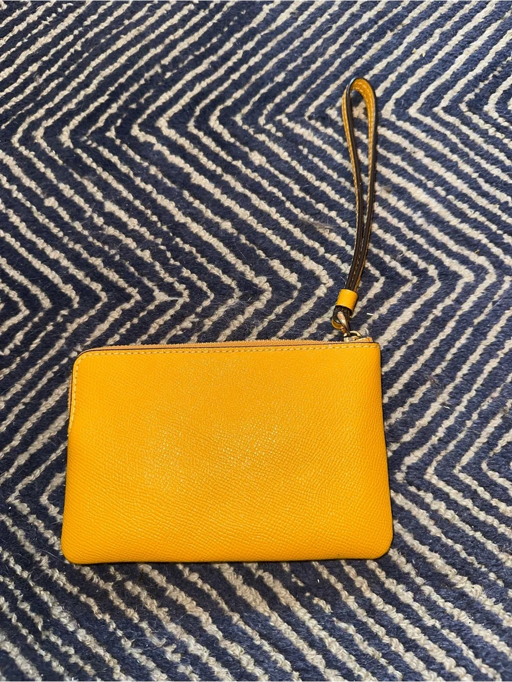 Coach Mustard Yellow Leather Wristlet with Detachable Strap
