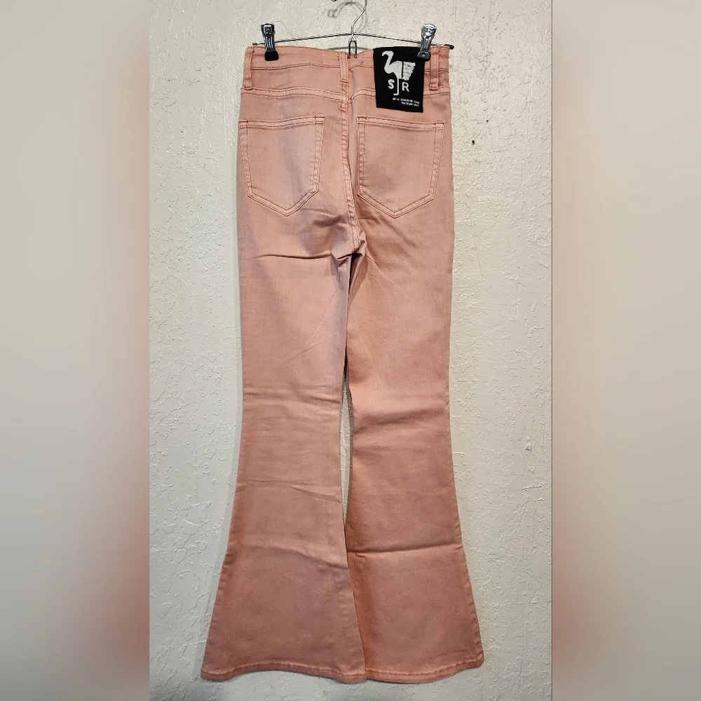 Sandrine Rose + Free People High Rise Flare Jean Petal Pink Sz 25 NWT