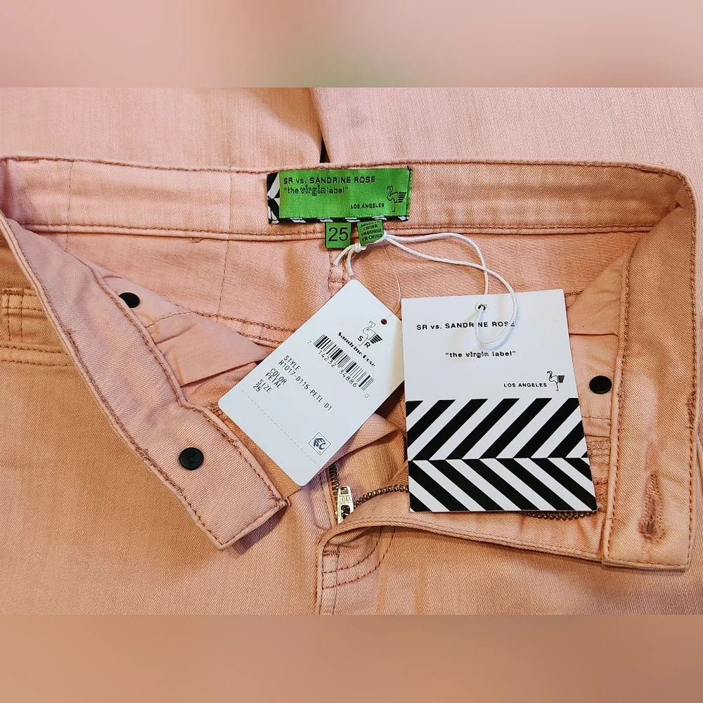 Sandrine Rose + Free People High Rise Flare Jean Petal Pink Sz 25 NWT