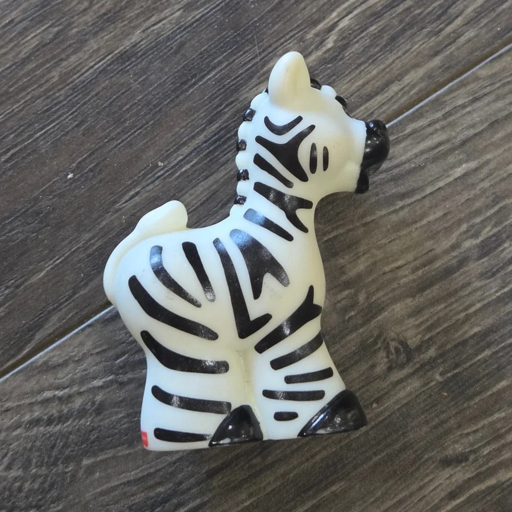 Fisher-Price Little People Zebra Figure White Black Plastic Vintage Collectible