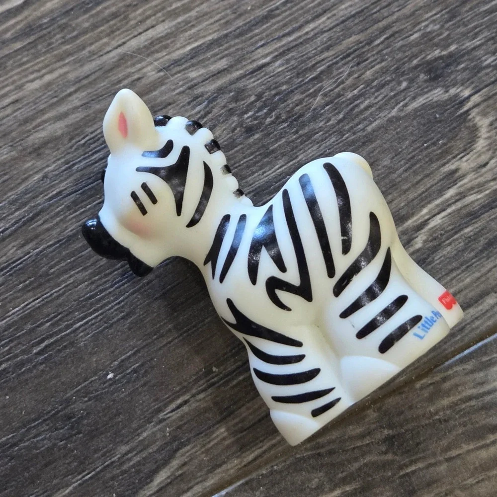 Fisher-Price Little People Zebra Figure White Black Plastic Vintage Collectible