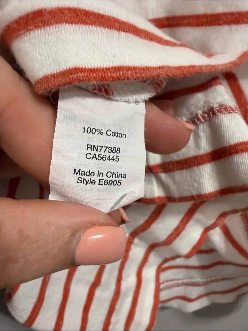 J. Crew White and Orange Striped 3/4 length Sleeve Tee