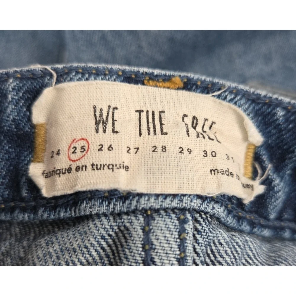 WE THE FREE Free People 25 Button Fly Distressed Denim Mini Skirt Boho Grunge