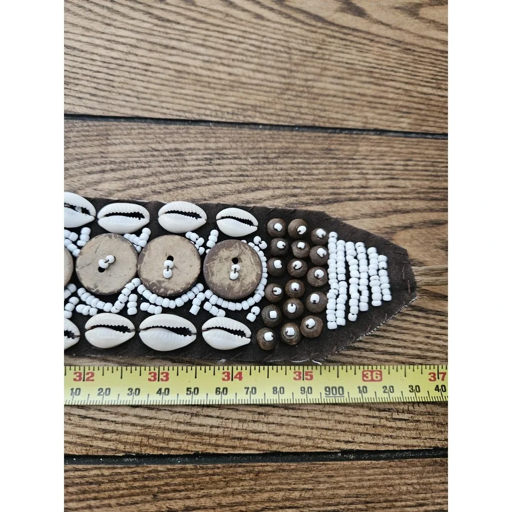 Boho Cowrie Shell Wooden Disc Tie Belt Festival Coastal Western Y2K Aesthetic